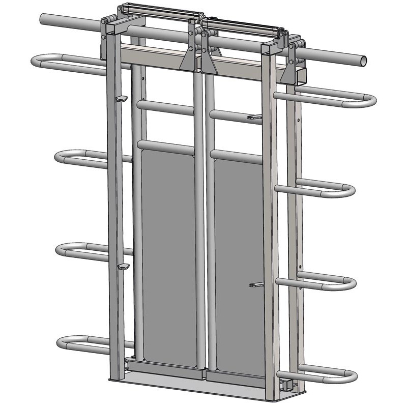 Pneumatic double-panel stop gate