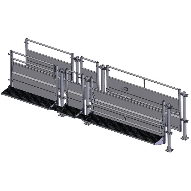 Cattle handling race module with posts on anchored plates
