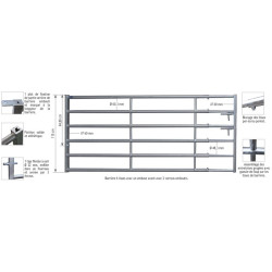 6-bar Ø60.3 mm rear panel - 3/4 m