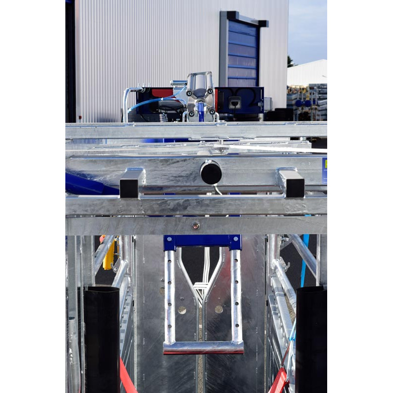 Pneumatic push/anti-backing system for cages manuelles Pneumatic push/anti-backing system for cages manuelles