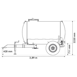 One-piece water bowser on wheels 3200 L