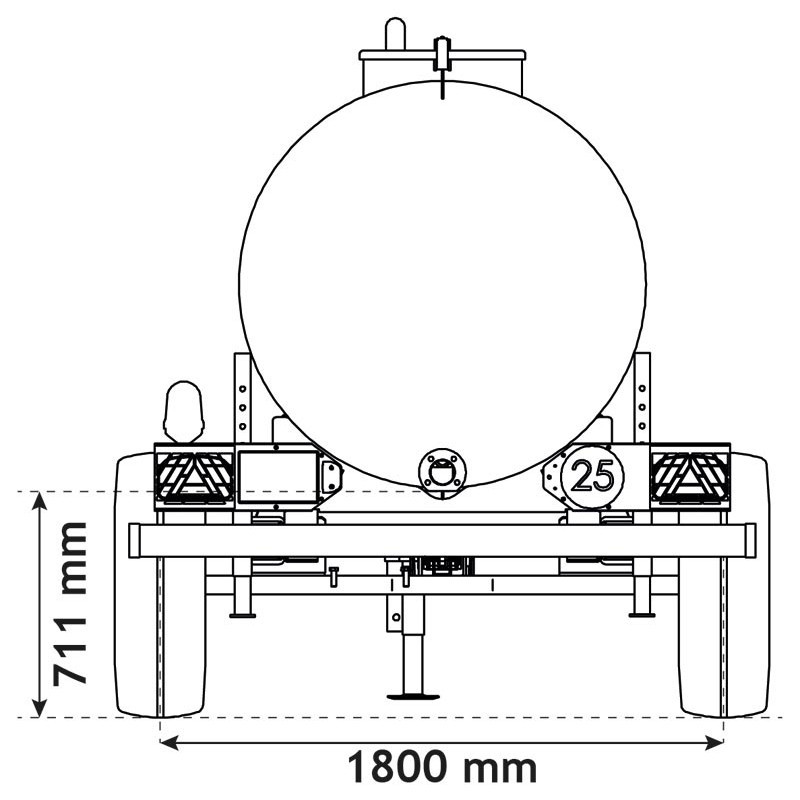 One-piece water bowser on wheels 3200 L