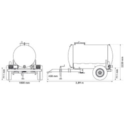One-piece water bowser on wheels 3200 L