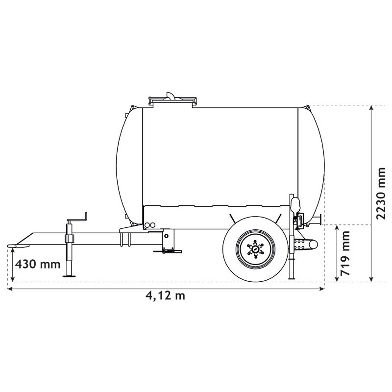 One-piece water bowser on wheels 4400 L