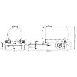 One-piece water bowser on wheels 4400 L