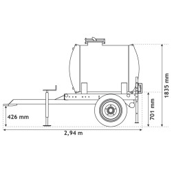 Water bowsers on trailers 890 L Water bowsers on trailers 890 L