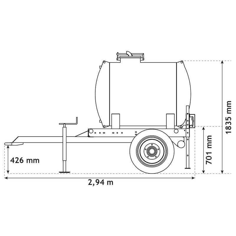 Water bowsers on trailers 890 L Water bowsers on trailers 890 L
