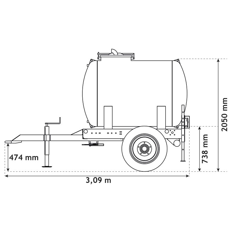 Water bowsers on trailers 1500 L