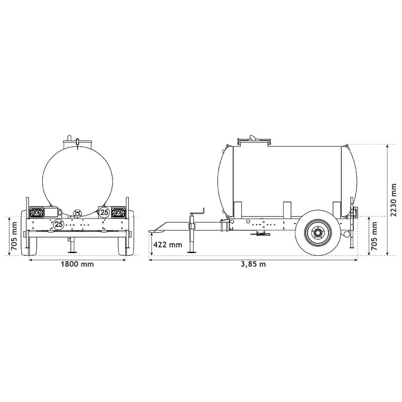 Water bowsers on trailers 3200 L