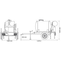 Water bowsers on trailers for green spaces 890 L Water bowsers on trailers for green spaces 890 L