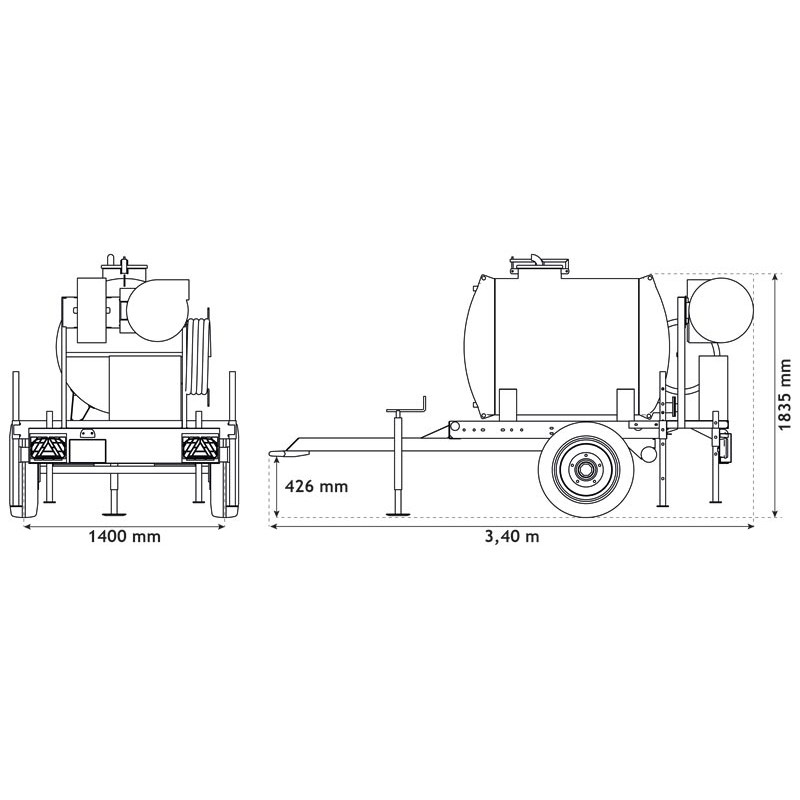 Water bowsers on trailers for green spaces 890 L Water bowsers on trailers for green spaces 890 L