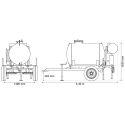 Water bowsers on trailers for green spaces 1100 L Water bowsers on trailers for green spaces 1100 L