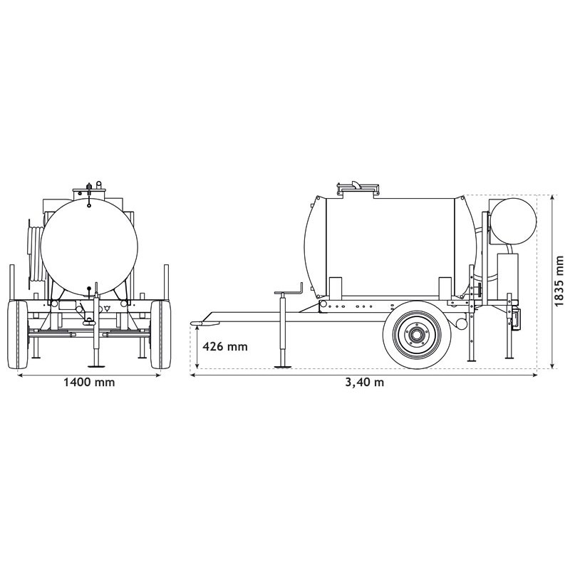 Water bowsers on trailers for green spaces 1100 L Water bowsers on trailers for green spaces 1100 L