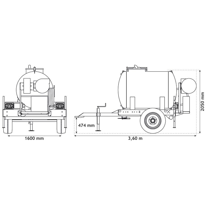 Water bowsers on trailers for green spaces 1500 L Water bowsers on trailers for green spaces 1500 L