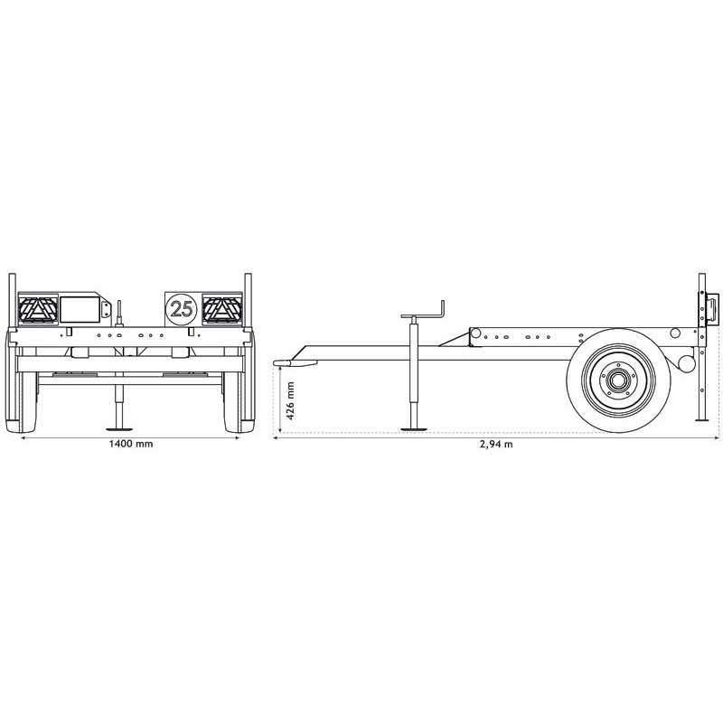 Trailer for water bowsers 890 and 1100 L Trailer for water bowsers 890 and 1100 L