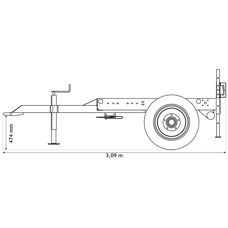 Trailer for water bowsers 1500 L Trailer for water bowsers 1500 L