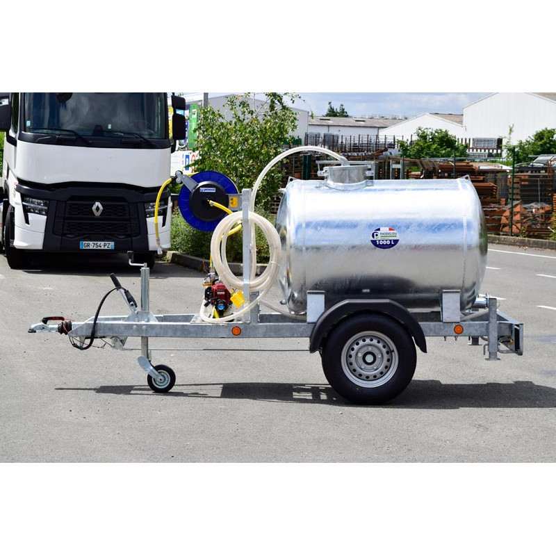 Water tank trailer 1000 litres green spaces - Road 90km/h - PTC 1.5 T