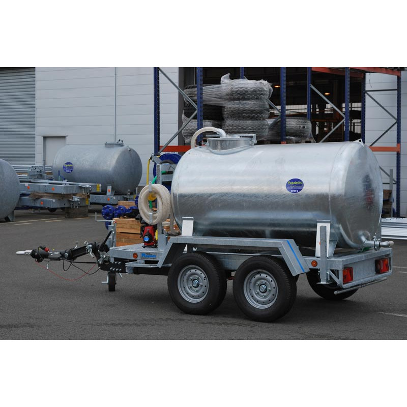 Water tank trailer 2000 litres green spaces - Road 90km/h - PTC 3.5 T