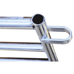 Extendible tubular handling hurdle with hinge pin