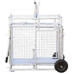 Mobile weighing crush for sheep with weighing dial