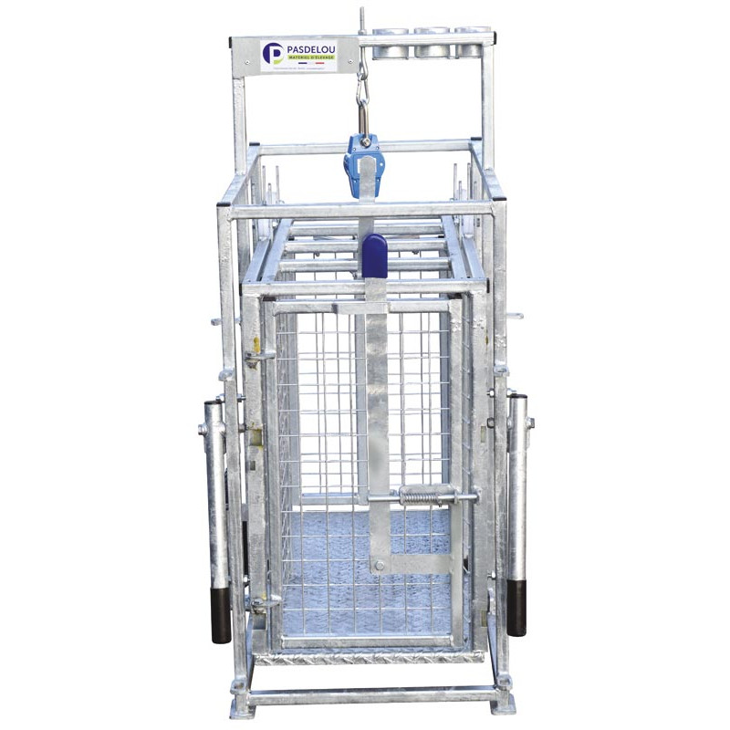 Mobile weighing crush for sheep with weighing dial