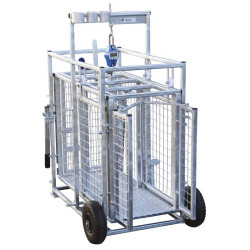 Mobile weighing crush for sheep with weighing dial