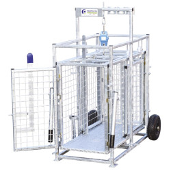 Mobile weighing crush for sheep with weighing dial