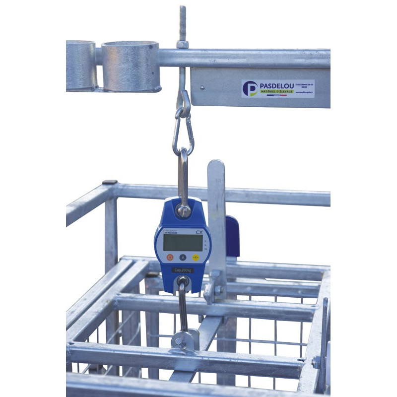 Mobile weighing crush for sheep with weighing dial