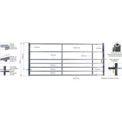 Sheep pasture fence extendable 7 bars with 1 latch 2/3 m Sheep pasture fence extendable 7 bars with 1 latch 2/3 m