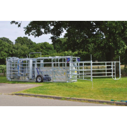 Hydraulic mobile cattle handling race
