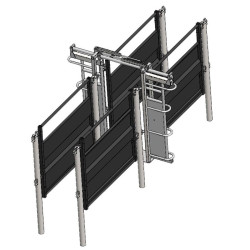 Pneumatic double-panel stop gate