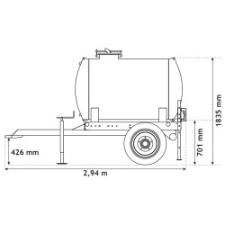Water bowsers on trailers 1100 L Water bowsers on trailers 1100 L