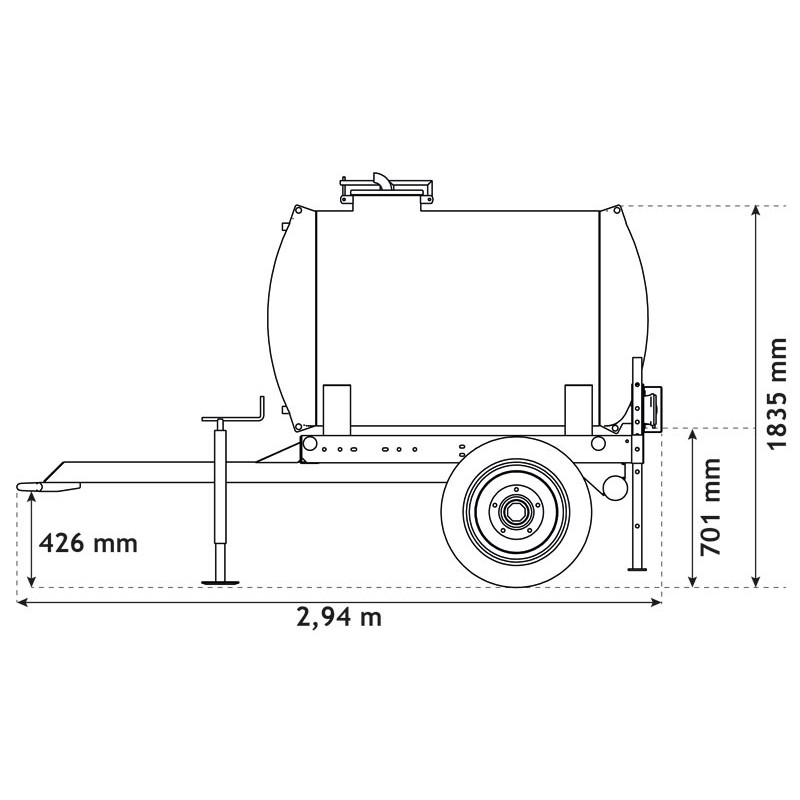 Water bowsers on trailers 1100 L Water bowsers on trailers 1100 L