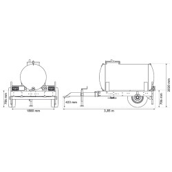 Water bowsers on trailers 2000 L
