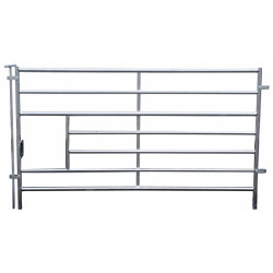 Lambing hurdle for sheep with drinker opening and hinge pin