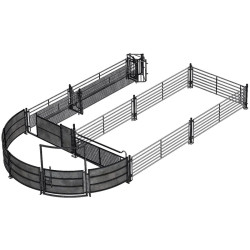 Semi-circular module with circular forcing area for sheep