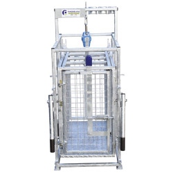 Mobile weighing crush for sheep with weighing dial