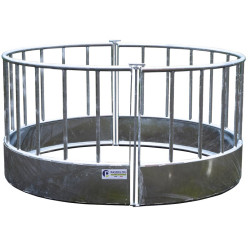 Round pasture hay rack with straight railing